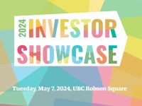 A multicoloured collage of pastel polygons, with the words "Investor Showcase" in a semi-transparent white block