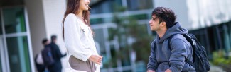 Two people talking