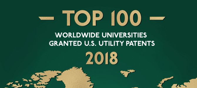 top 100 worldwide universities granted US utility patents 2018