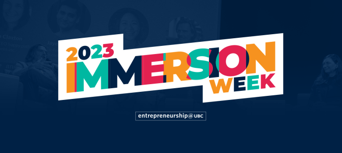 multicoloured text on navy blue background reads: 2023 Immersion Week 