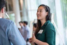 Woman talking to a person